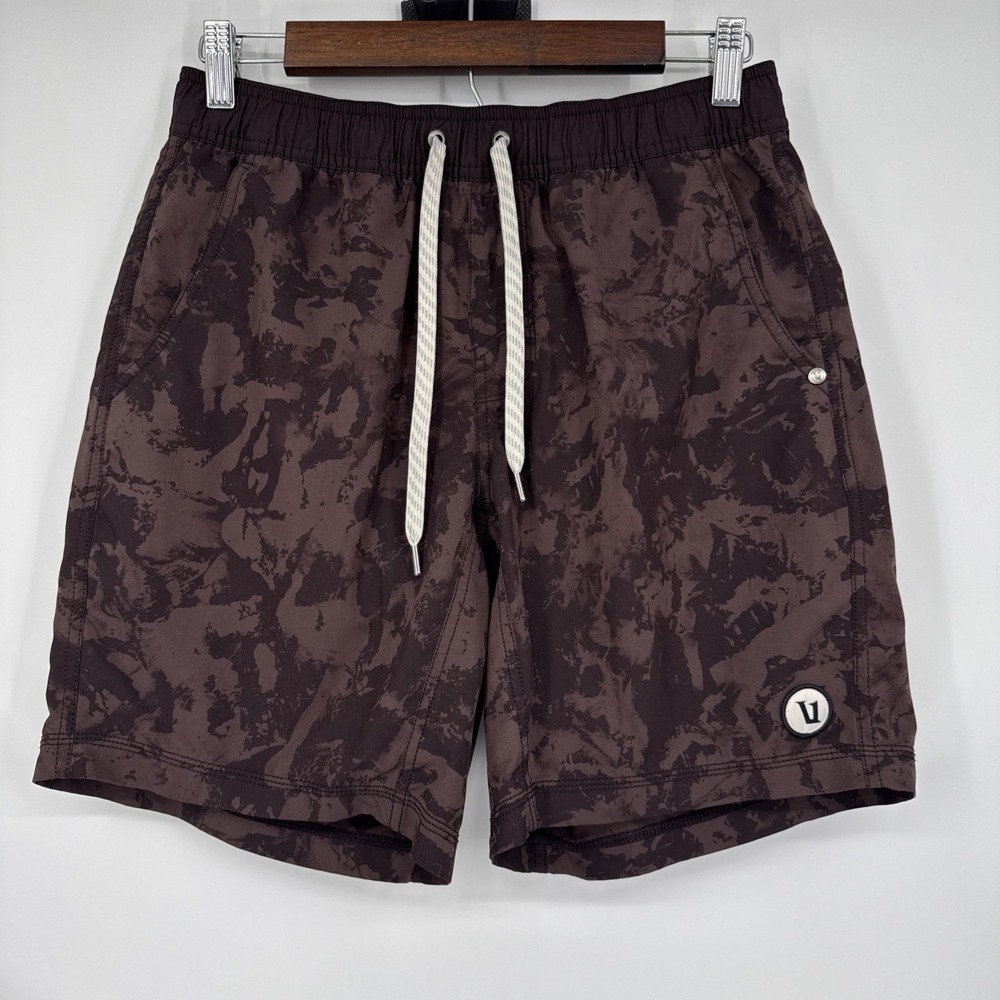 VUORI Men's KORE SHORTS Brown Camo Small Drawstring Comfort Athletic Lined Gym